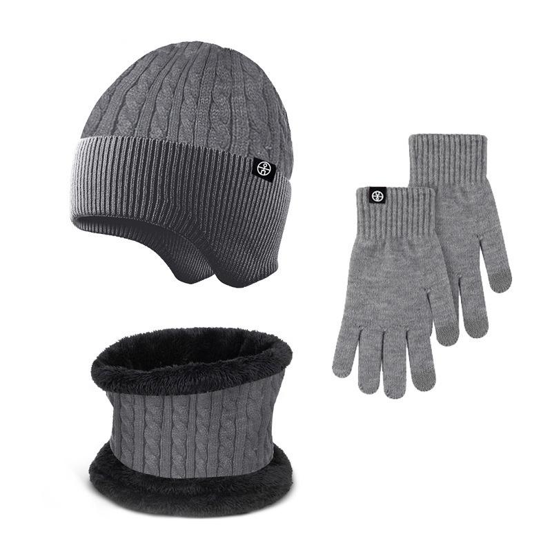 Autumn and Winter Men's Two Piece Men's Hat Neutral Warm Knitted Skull Wool Hat Soft Skiing