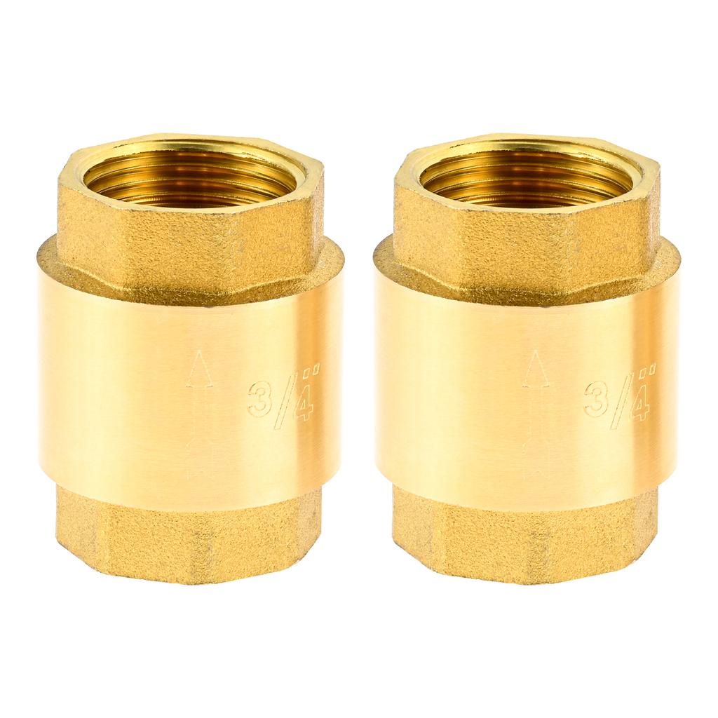 2pcs Brass Spring Check Valve 1/2 3/4 1 Inch NPT Female Thread Non Return One Way Horizontal Vertical In-Line Water Check Valve