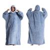 Winter Wearable Blanket Bathrobe with Big Pocket Thick Double-sided Fleece Loose Long Sleeves Pajamas Heat Retention Full Protection Home Lazy