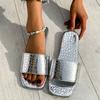 Flat-bottomed Slippers Women's Summer New Square-headed Low-heeled Stone-patterned One-word Cool Slippers