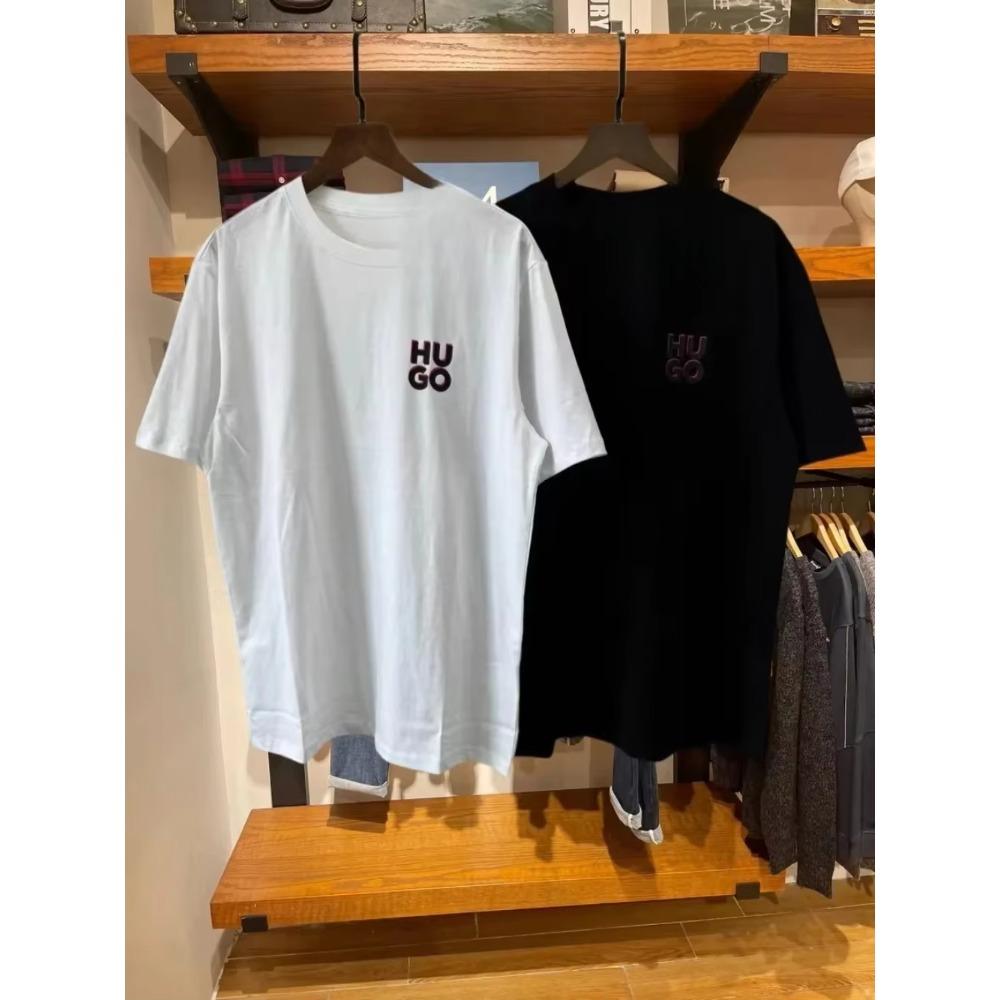 2024 Новые мужские женские футболки Дизайнерские футболки Принт Hugo Короткий рукав Свободный Оверсайз Топ Круглый вырез Мужские Женские Хлопковые футболки