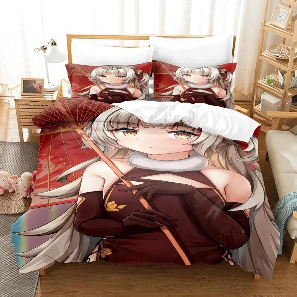 Комплект постельного белья Azur Lane Art Single Twin Full Queen King Size Bed Set Adult Kids Bedroom Duvet cover Sets 3D Print Bed Set