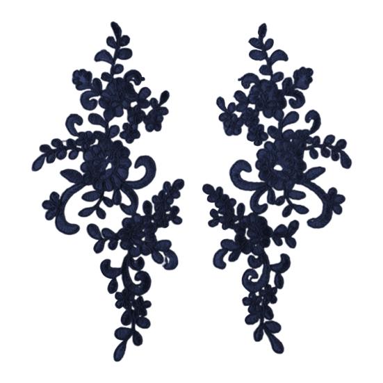2 Pcs Embroidery Lace Applique Sewing Flower Fabric Collar Patch Motif Wedding Gown Dress Bridal DIY Crafts for Daily Wear Tailor Shops