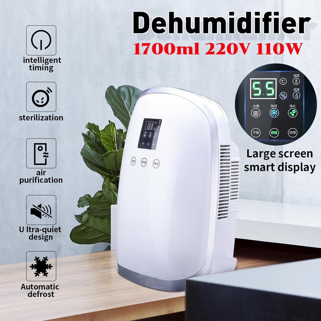 110W 220V Portable Dehumidifier Moisture Absorber Indoor Dehumidifier Basement Moisture Absorber MuteTiming External Water Pipe 1.7L
