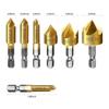 6Pcs Hexagonal Handle Conical Countersink 90 Degrees Conical Countersink Drill Bit Coated for Metal with Hex Shank Wood 6-19mm