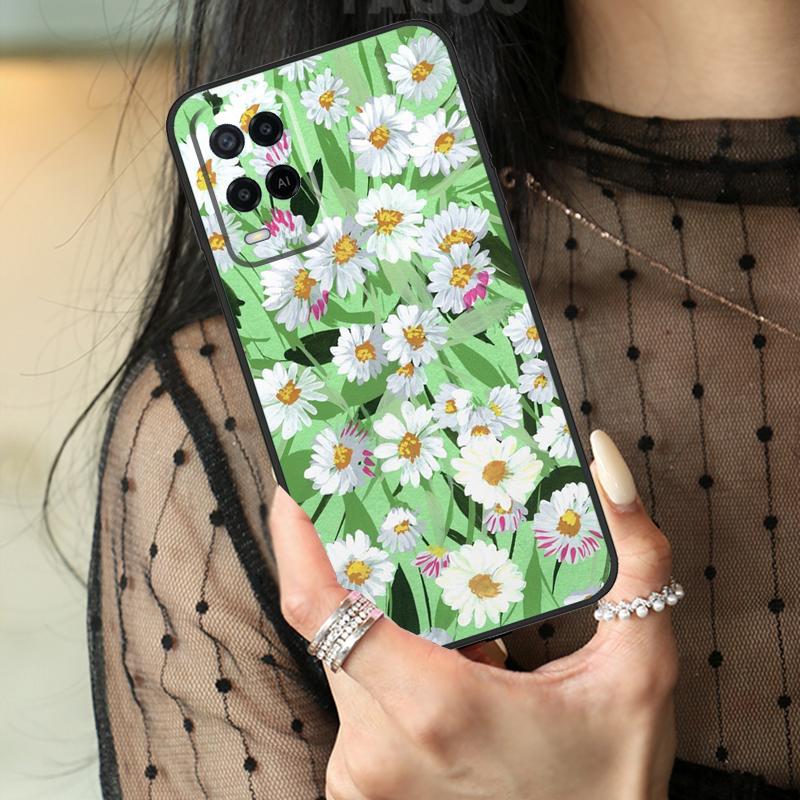 Чехол-органайзер с цветочным принтом для Oppo A74 A94 A54 A80 A60 A40 A18 A38 A58 A78 A98 A96 A76 A16 A15 A17 A57 A77 A5 Pro