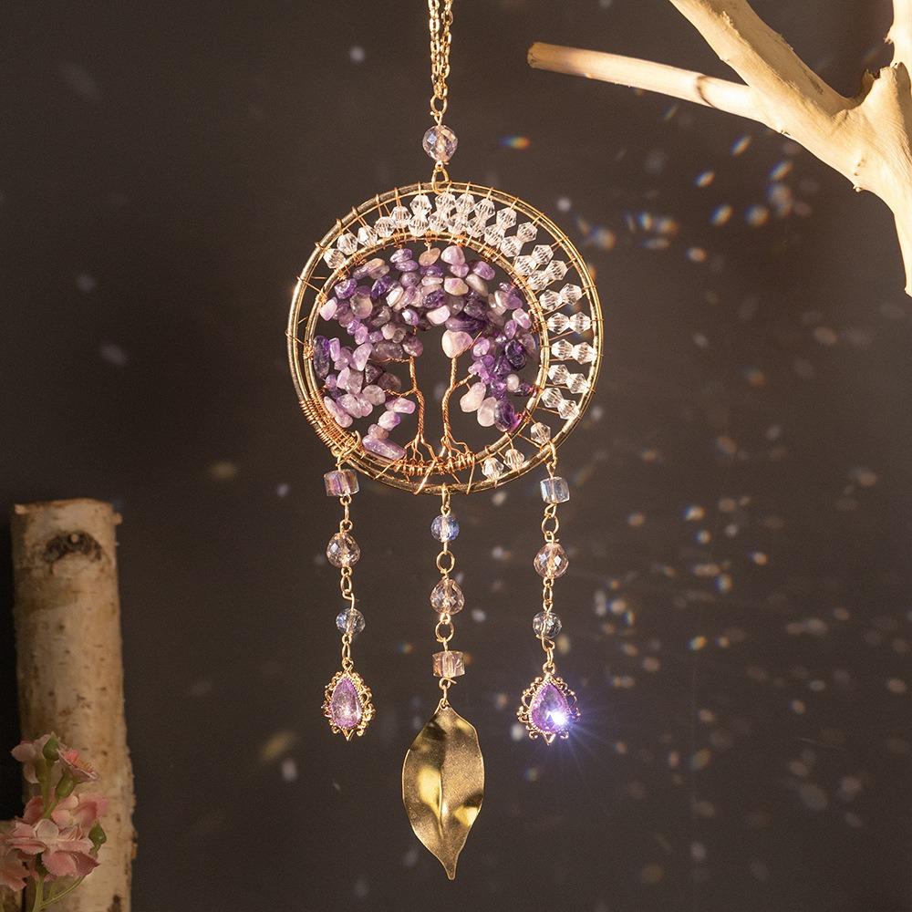 Factory Price Charm Natural Crystal Wind Chime Healing Wind Chime Hanging Ornament Car Decoration Easter Day Gift Sun Catchers