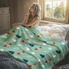 Xmas Dachshund Print Flannel Blanket Warm Soft Halloween Christmas Decorative Couch Warm Cozy All-Season Gift
