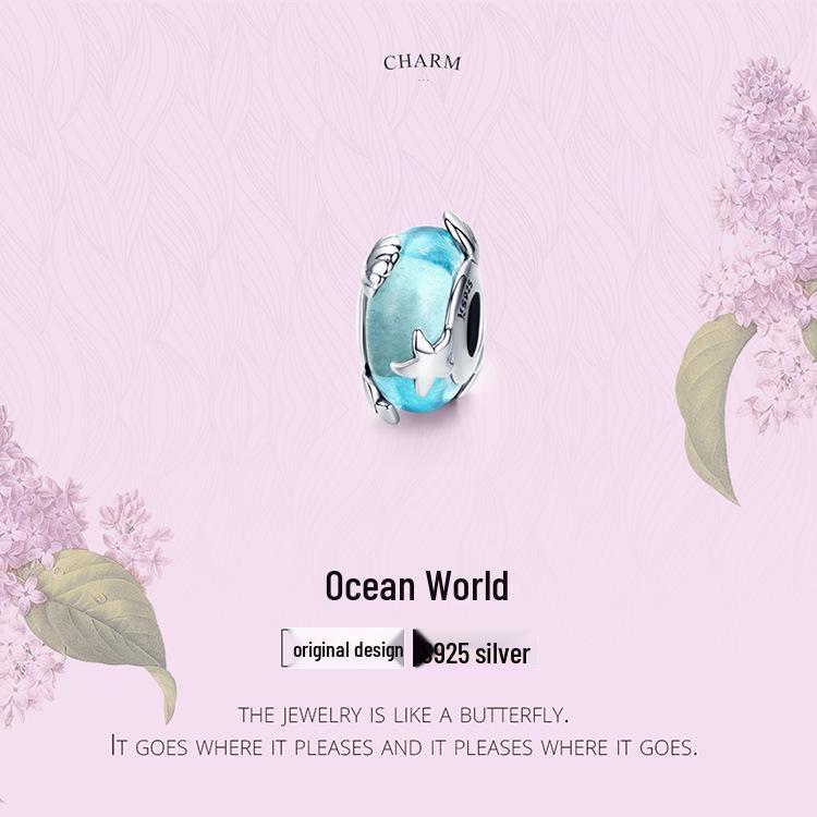 Ювелирные изделия из стерлингового серебра 925 пробы с бисерным стеклом «Океанский мир»