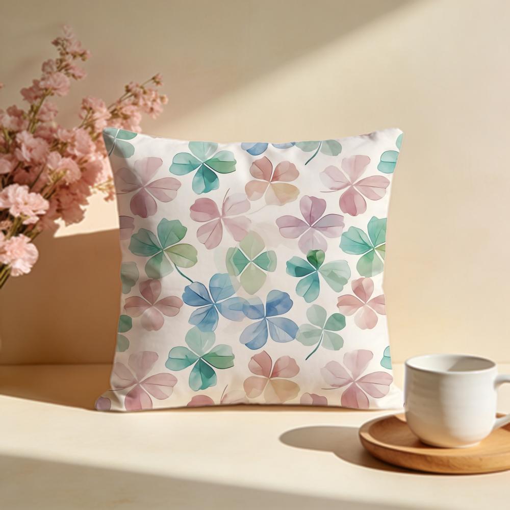 FourLeaf Lucky Clover Cushion Cover Soft Pillow Cases for Home Bedroom Living Room Sofa