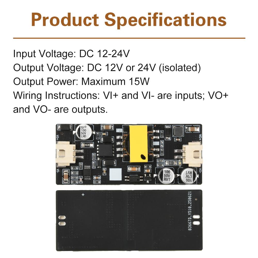 15W DC-DC Isolated Power Supply Module 12-24V Input 12V 24V Output High Efficiency Industrial Power Conversion Board