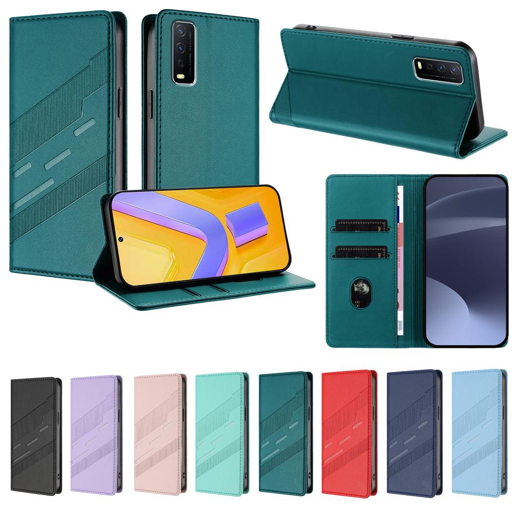 Magnetic Leather Wallet Flip Case for Vivo Y02A Y03 Y17 Y17S Y19 Y19S Y20 Y28 Y29 Y29S Y30 Y33S Y35 Y51 Y52S Y55S 4G 5G Cover