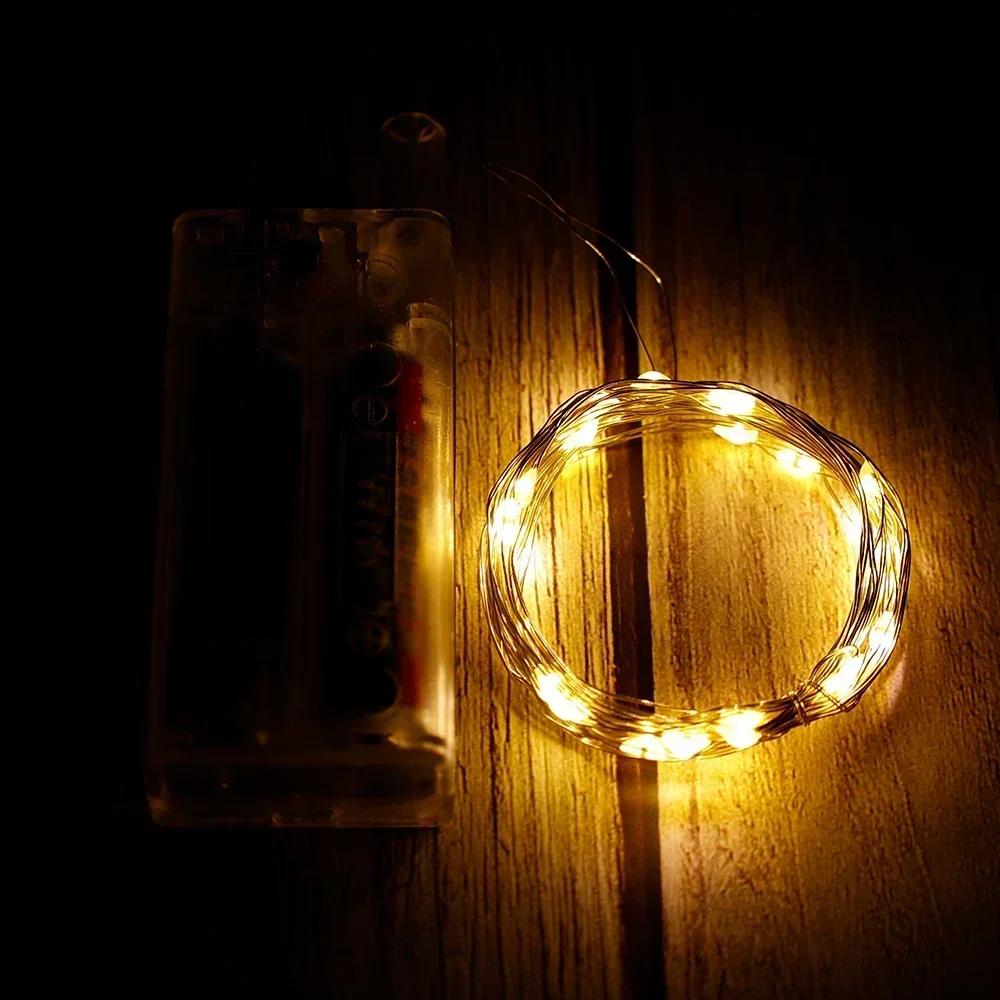 Светодиодные гирлянды из медной проволоки на батарейках, гирлянда, водонепроницаемая, наружная, сказочная подсветка, рождественская, свадебная вечеринка, декор, оптовая продажа