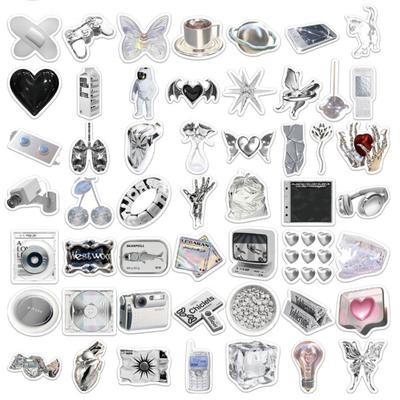 66 шт. милые наклейки из ПВХ серебристого цвета для ноутбука, чемодана, мотоцикла, скейтборда, граффити, детский подарок