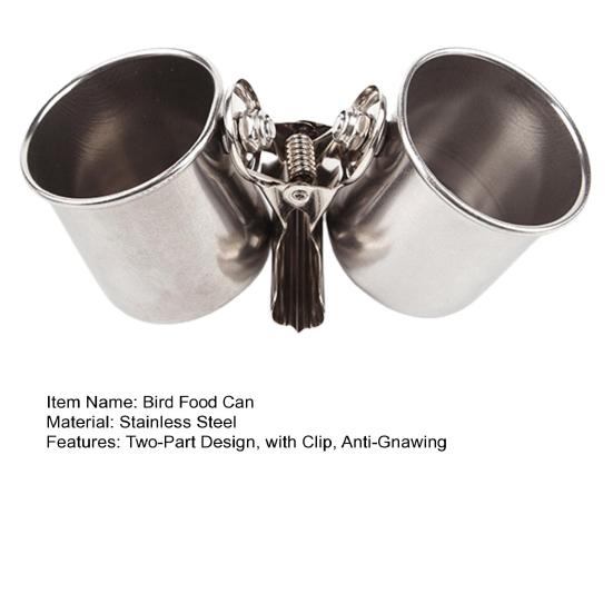 Кормушка для птиц с зажимом, нержавеющая сталь, кормушка для попугаев, миска для воды, устойчивая к грызению, легкая