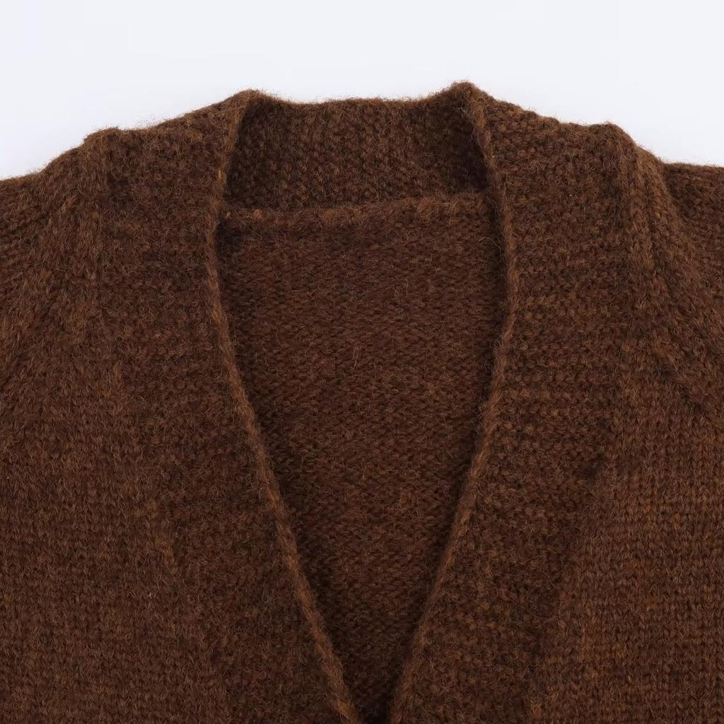 European and American style, new women's clothing, foreign style, fashionable, casual style, shoulder sleeves knitted coat