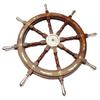 Nautical Maritime Wooden Ship Steering Wheel Brass Anchor Pirate Wall Decor 91.44 Cm