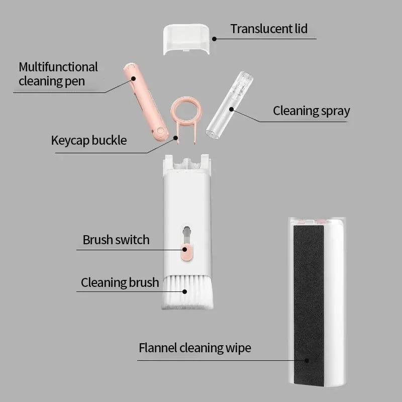 7 In 1 Portable Multi-function Laptop Keyboard Cleaning Brush Set Mobile Phone Earphone Dust Removal Brush