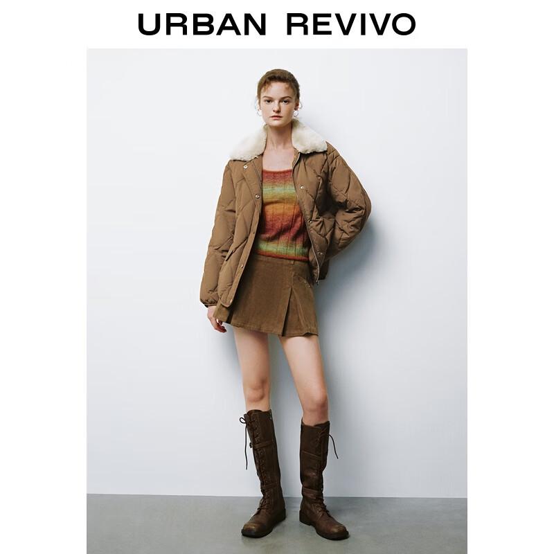 UR Women's Retro Color-block Quilted Down Jacket