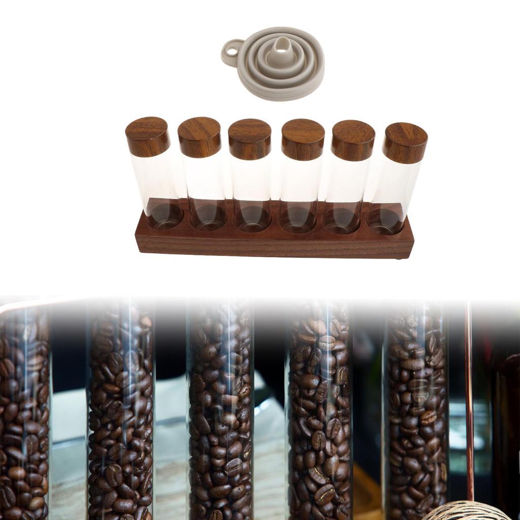 Трубки для хранения кофейных зерен, погреба для кофейных зерен с деревянной подставкой из грецкого ореха, стеклянные флаконы для кафе, розничная торговля