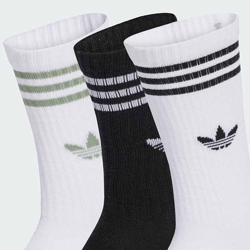 adidas Детские классические спортивные носки средней высоты с 3 полосками, 3 пары