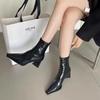 Осенне-зимние женские ботильоны, модные элегантные туфли с застежкой-молнией и острым носком, толстые каблуки, узкие короткие ботильоны, женские