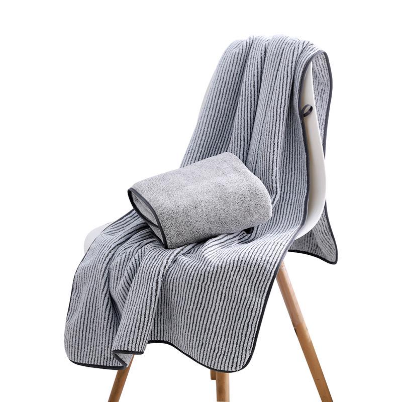 Антибактериальное банное полотенце из бамбукового угля - Впитывающее воду, Быстросохнущее коралловое флисовое, Большого размера