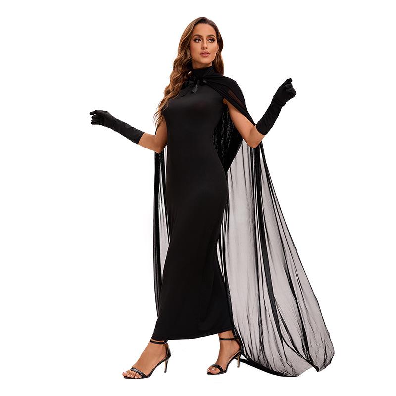 Yixiaoyi Women's Halloween Vampire Witch Costume Dress with Cape and Gloves