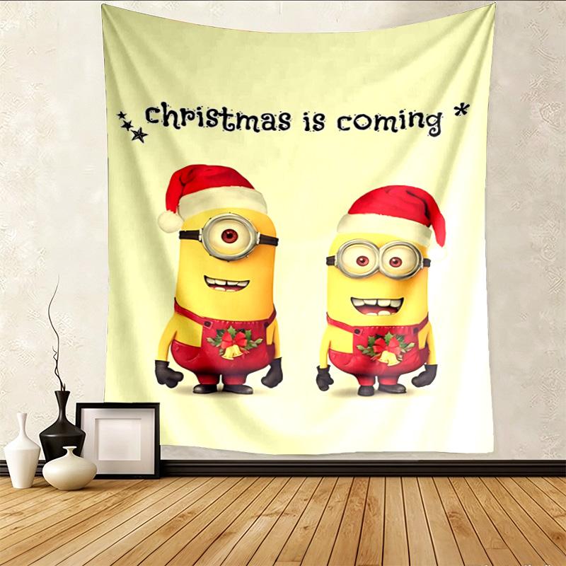 Minion Christmas Pattern Tapestry Wall Hanging Boho Aesthetic Wall Blanket For Bedroom Living Room Dorm Home Wall Decor 101243