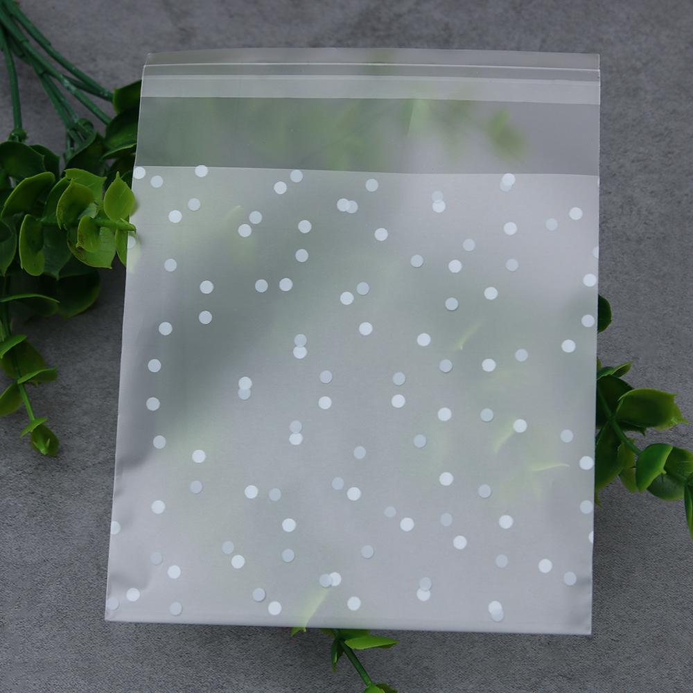 100 PCS New Cookie Hot Self Adhesive White Dots Plastic Packaging Bag Seal OPP