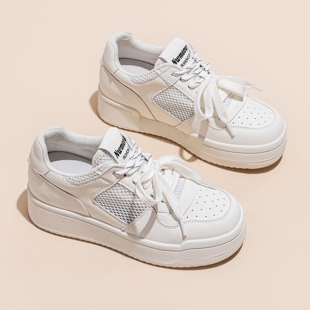 Leather Platform Mesh Heightening Shoes Women's Spring and Summer New Women's Shoes Versatile Sports Shoes
