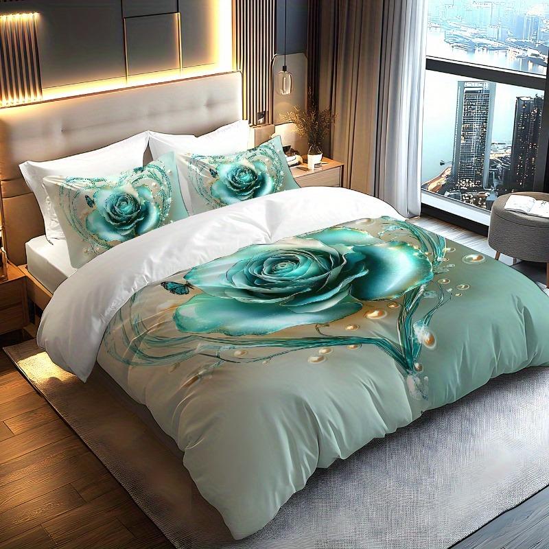 Постельный комплект Цветок Набор пододеяльника Роза Пододеяльник с наволочкой для декора спальни Подарок на день рождения Хэллоуин Рождество