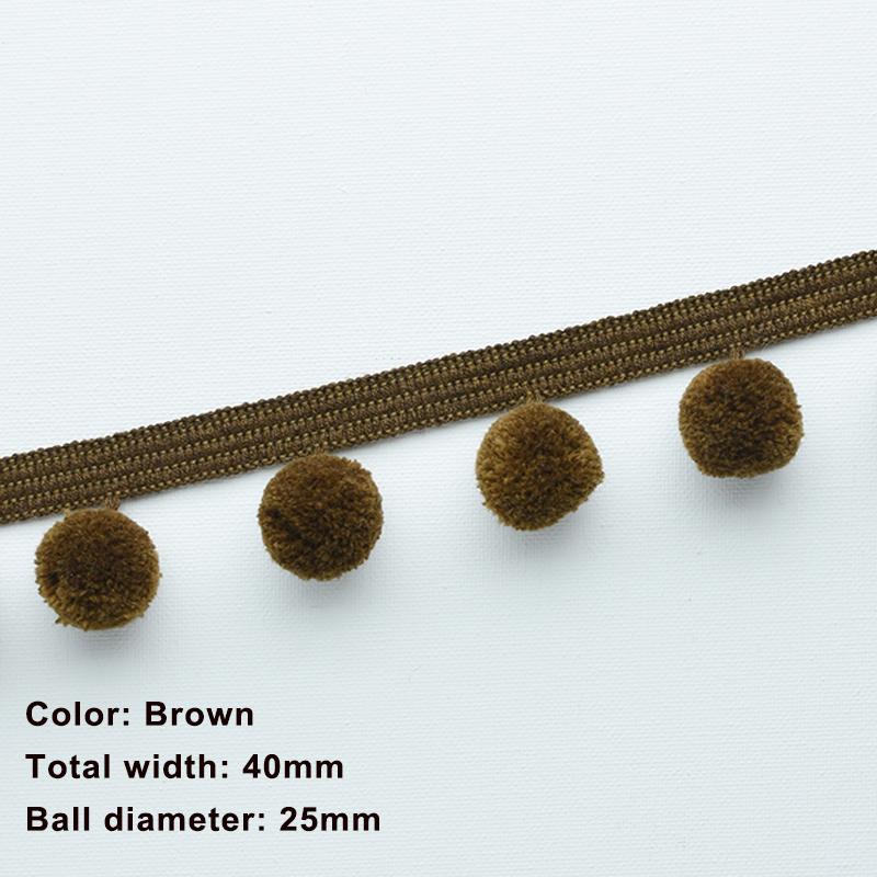 5M/25M 30mm Ball Pom pom Trim 48mm Width Fringe Ribbon Sewing Decoration Pompom Tassel for Pillow Curtain Tablecloth DIY Craft
