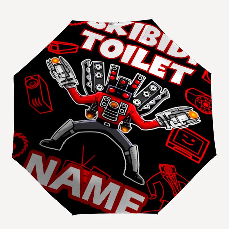 Personalized Name S-Skibidi Toilet Multiverse Print Umbrella - Automatic Open/Close, Eight-Rib Durable Frame, Automatic Folding Umbrella