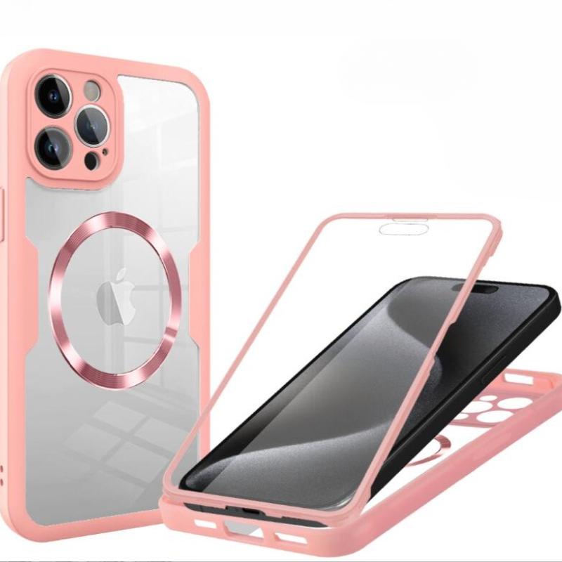 Чехол для Magsafe 360 ​​с полной защитой экрана для iPhone 15 14 13 12 11 Pro Max, магнитная прозрачная задняя крышка с беспроводной зарядкой