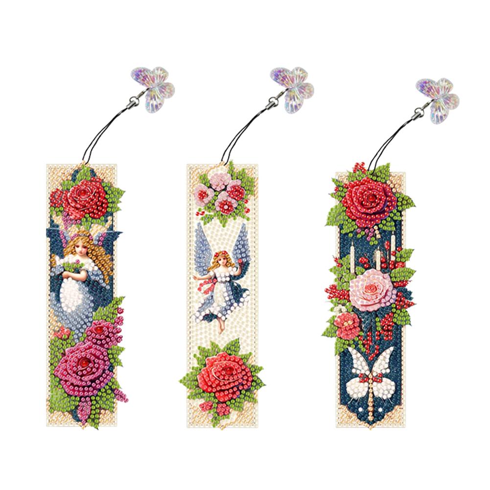 3Pcs Special Shape Flowers Castle Diamond Painting Bookmark Diamond Bookmark Art Projects Diamond Painting Bookmark Making Kit
