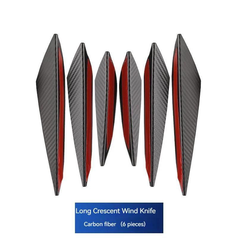 6 шт. Универсальный автомобильный модификатор Wind Knife с рисунком из углеродного волокна, бампер Crescent Wind Knife, передний спойлер, автомобильные аксессуары