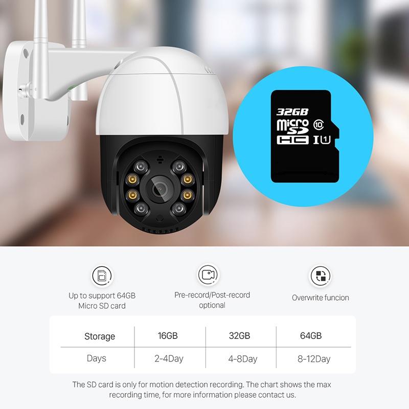 1080P Wi-Fi PTZ уличная IP-камера двустороннее аудионаблюдение 4-кратный цифровой зум красочное ночное видение высокоскоростная купольная беспроводная PTZ-камера домашней безопасности