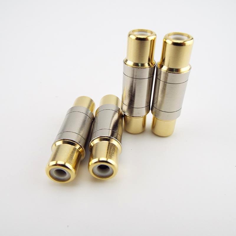 Dual RCA Connectors RCA Female To Female Jack Socket Plug Straight Adapter Gold Plated Speaker Cable Extender