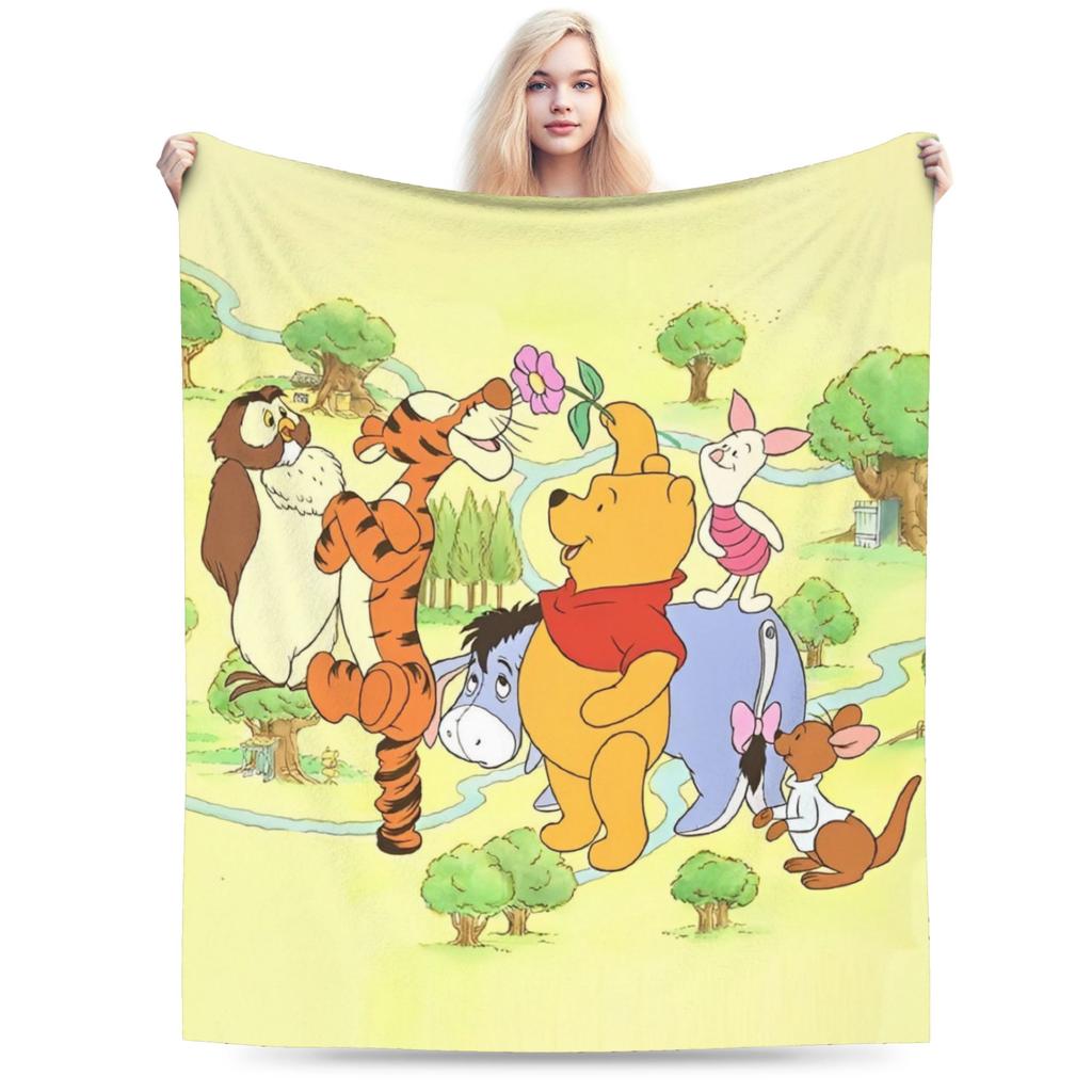 Winnie the Pooh Blanket Cute Cartoon Flannel Awesome Warm Throw Blankets for Bedding Lounge Spring Autumn