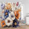 Luxury Gold White Floral Shower Curtain Rose Butterfly Cherry Blossom Modern Art Flower Polyester Fabric Bathroom Curtains Decor