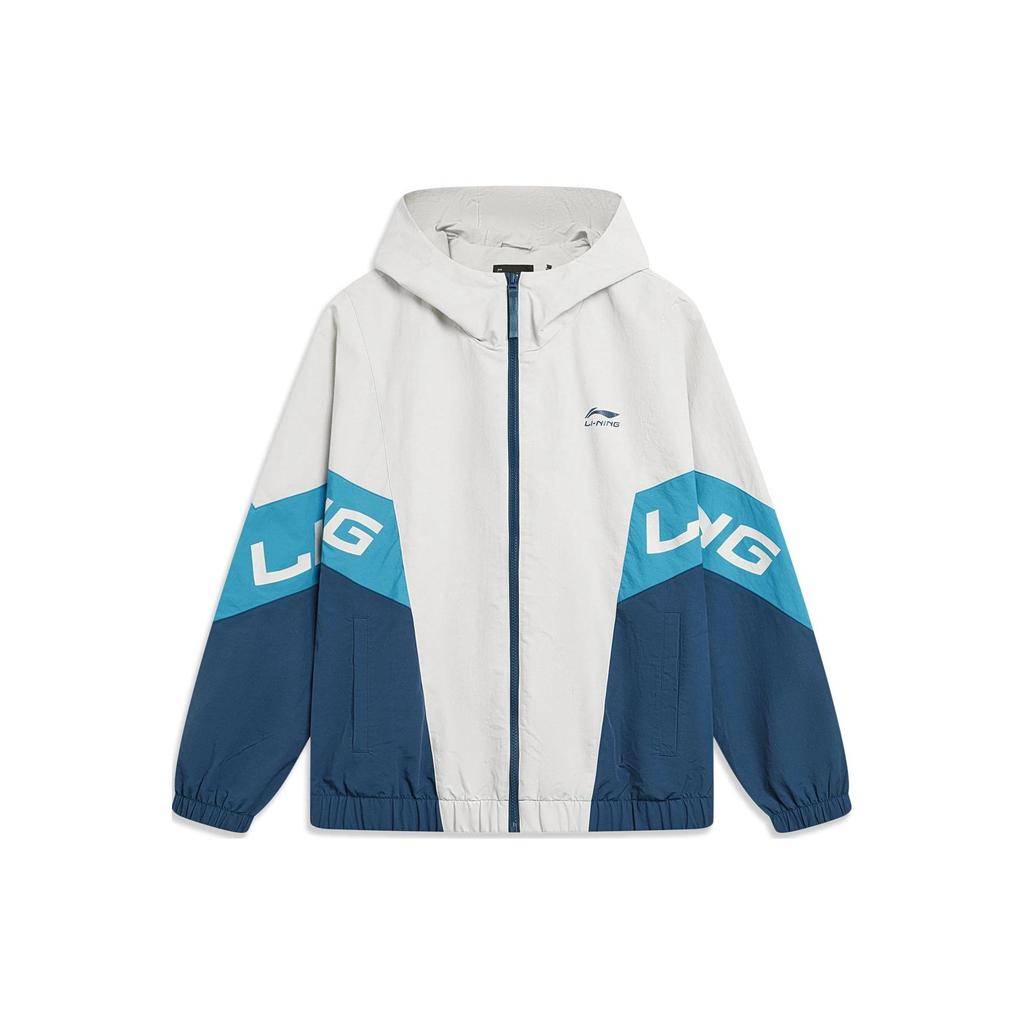 Li Ning Sports Lifestyle Series Color Block Hooded Windbreaker Unisex Outerwear Deep-Water-Duck-Blue AFDT845-6