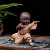 Zisha Ceramic Little Monk Kung Fu Kid Tea Pet Ornament