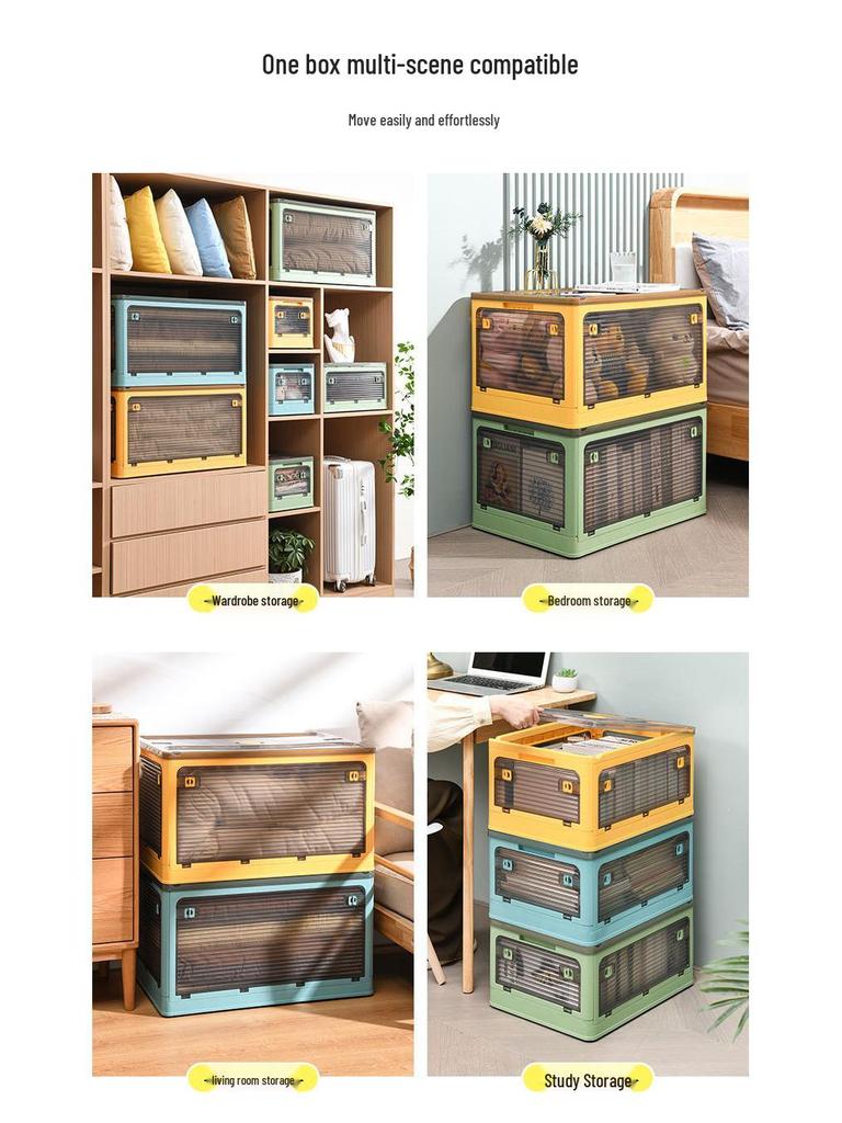 Foldable Transparent Storage Box for Books & Clothes - Extra Large