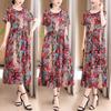 Elegant Long Dresses Women Summer Casual Short Sleeve Vintage Dress Korean Style O-Neck Female Clothing