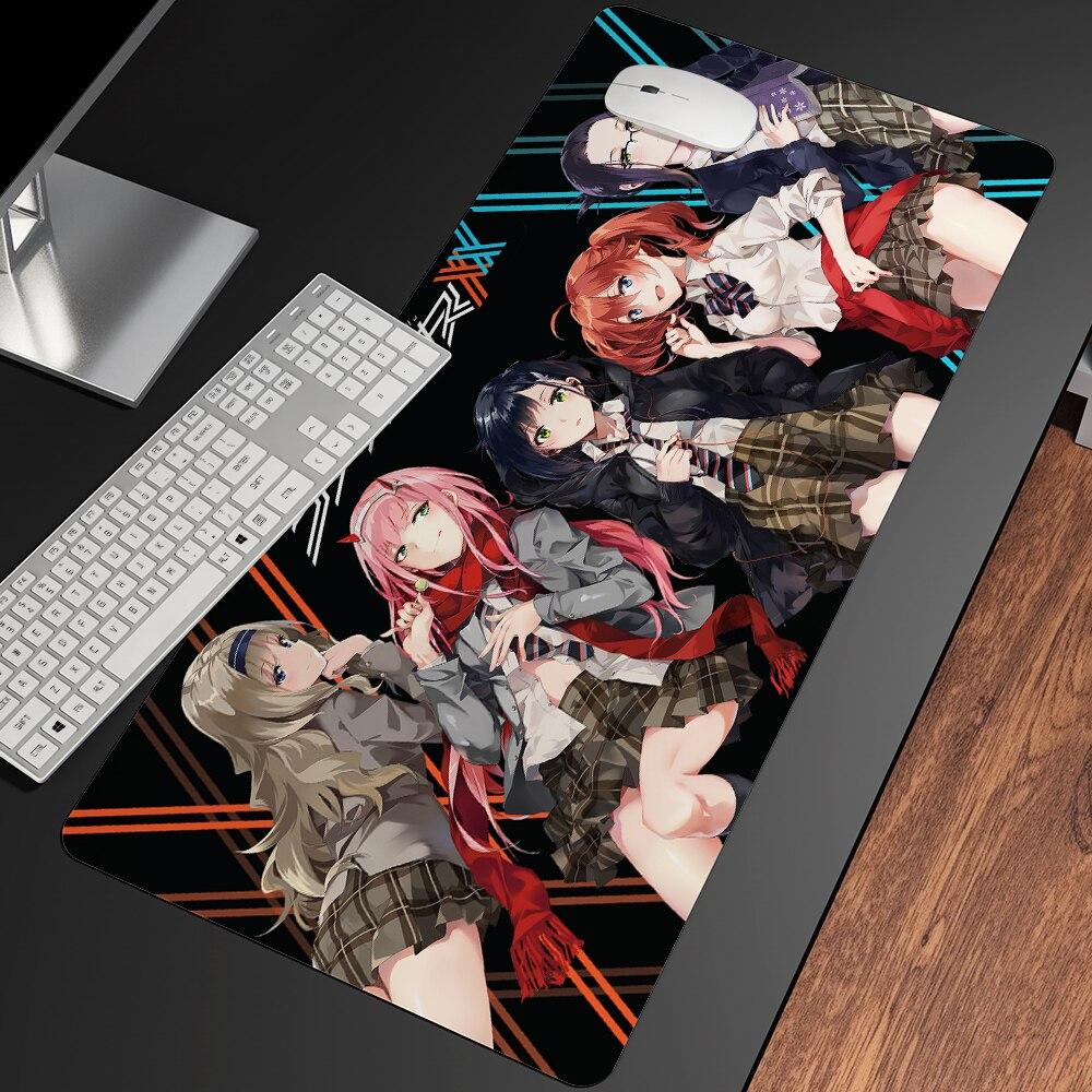Сексуальный аниме «Дорогая в FranXX», офисные мыши, геймерские мягкие коврики для мыши с запирающимся краем, большой коврик для мыши, мультяшные офисные коврики для клавиатуры