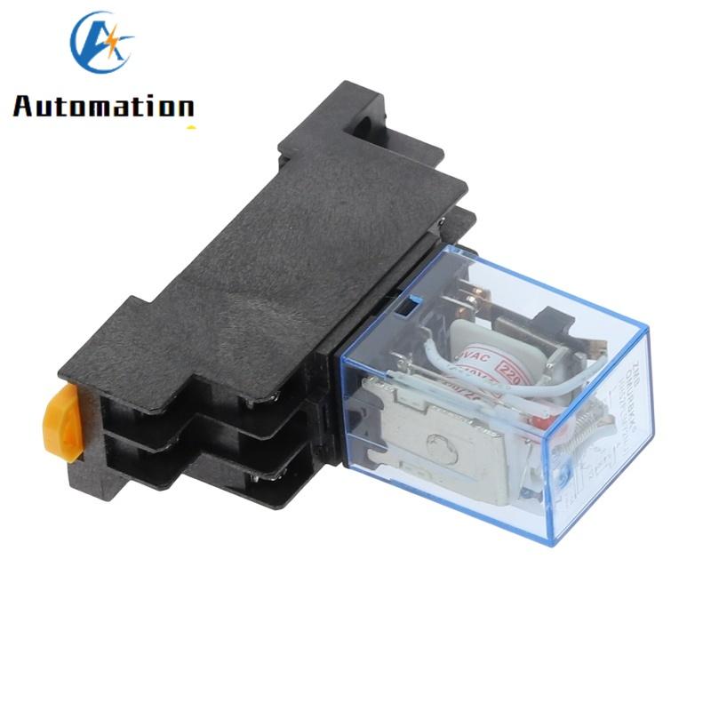 5 x AC DC 12V 24V 36V 110V 220V 380V 5A Coil DPDT 8Pins Red Light General Purpose Power Relay w Base MY2NJ MY2P HH52P