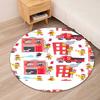 Коврик Круглый Ковер с Принтом Пожарной Машины, Коврик под Кресло, Ковер для Зоны, Прихожая Коврики для Двери, для Офисного Кресла Гостиной Спальни Кухни.