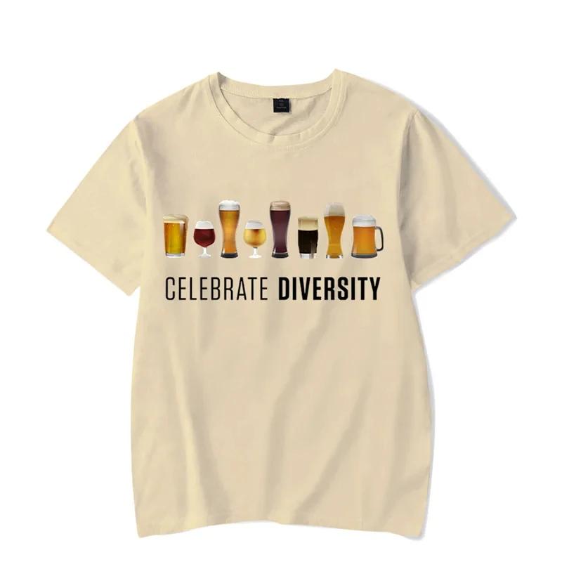 CELEBRATE DIVERSITY Beer Men Футболка Funny Brother Летние мужские и женские футболки Beer Lover Unisex Футболки Oversize Tees Camiseta
