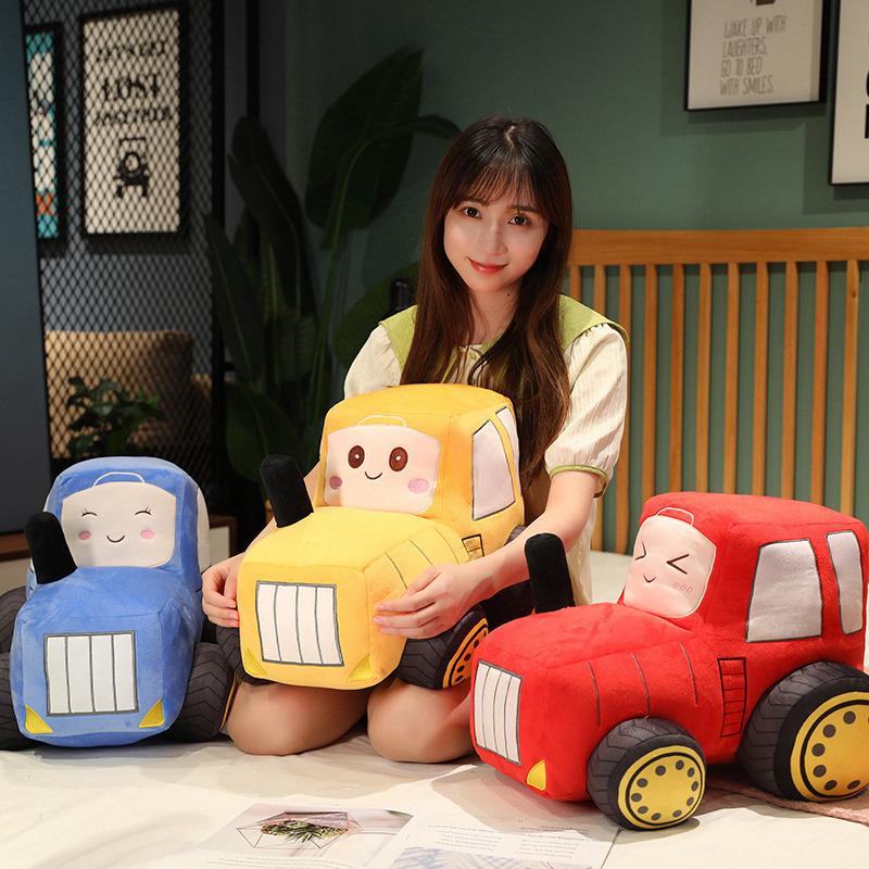Мультяшная подушка-трактор, плюшевая игрушка, кукла-машинка, мальчик, спящая, успокаивающая, тряпичная кукла, подарок на день рождения
